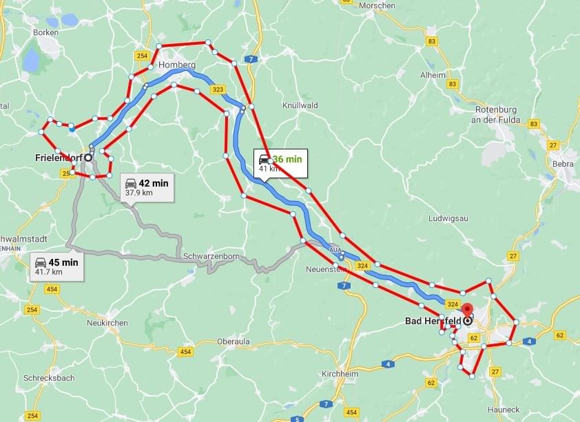 Map with a geo-fenced route drawn around a truck's journey